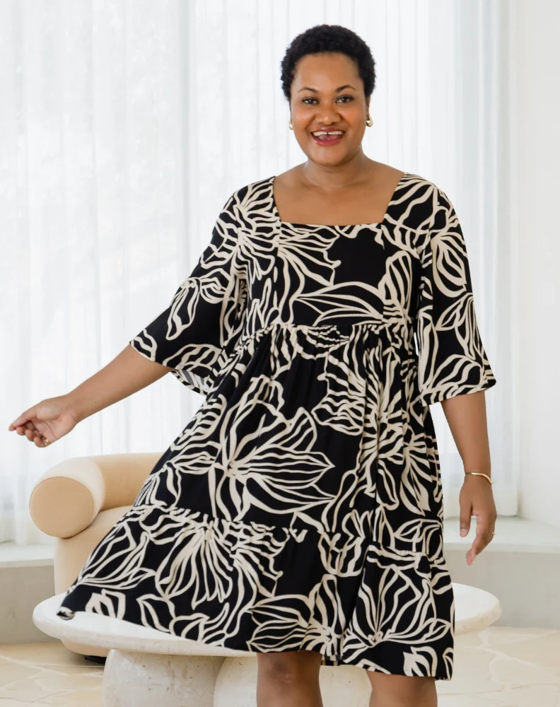 Alana Dress - Midnight Palm - Image 3