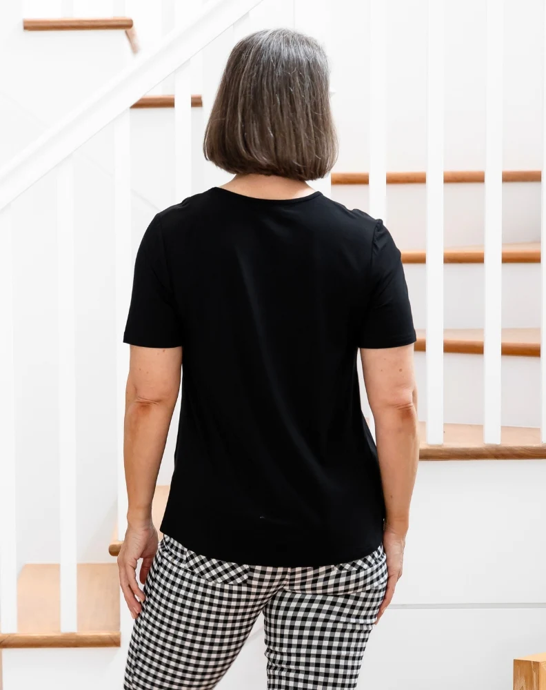 Elena V-Neck Tee - Black - Image 6