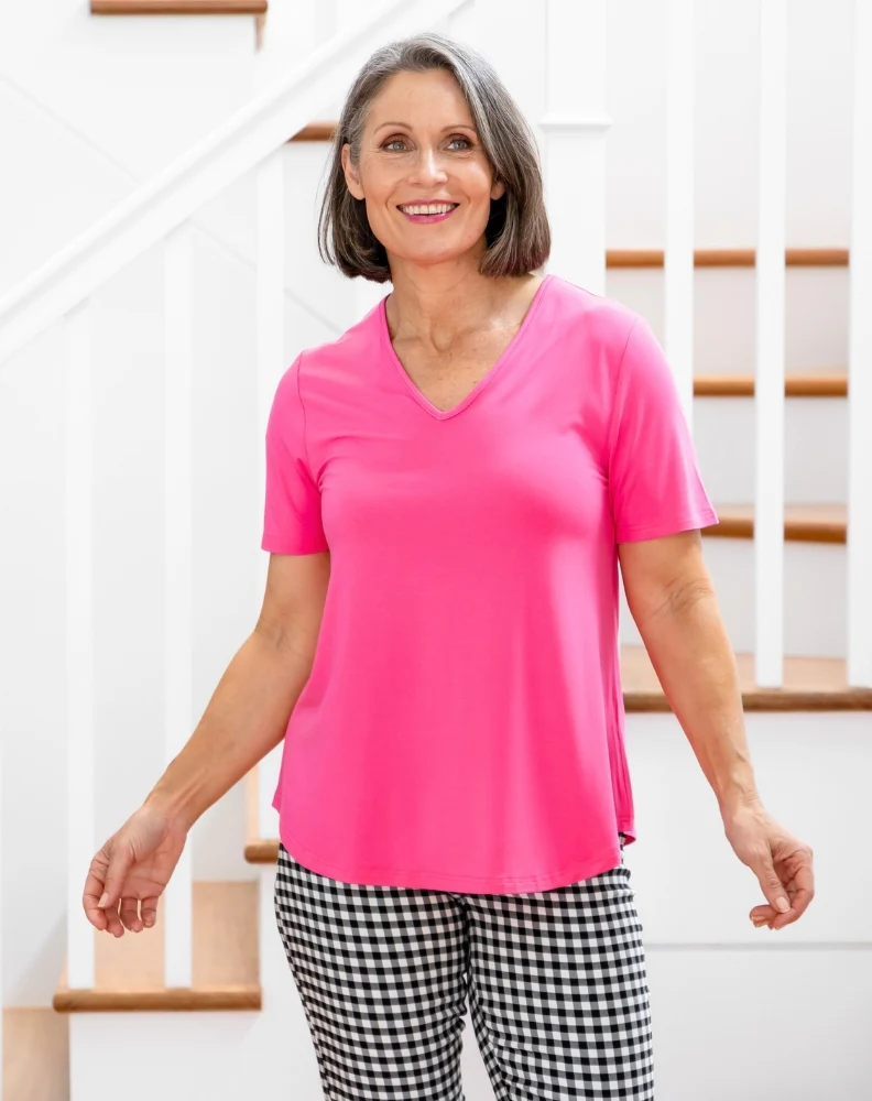 Elena V-Neck Tee - Candy - Image 2