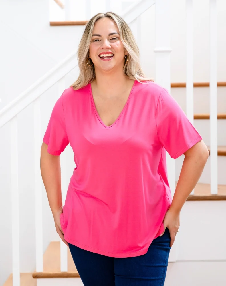 Elena V-Neck Tee - Candy - Image 4