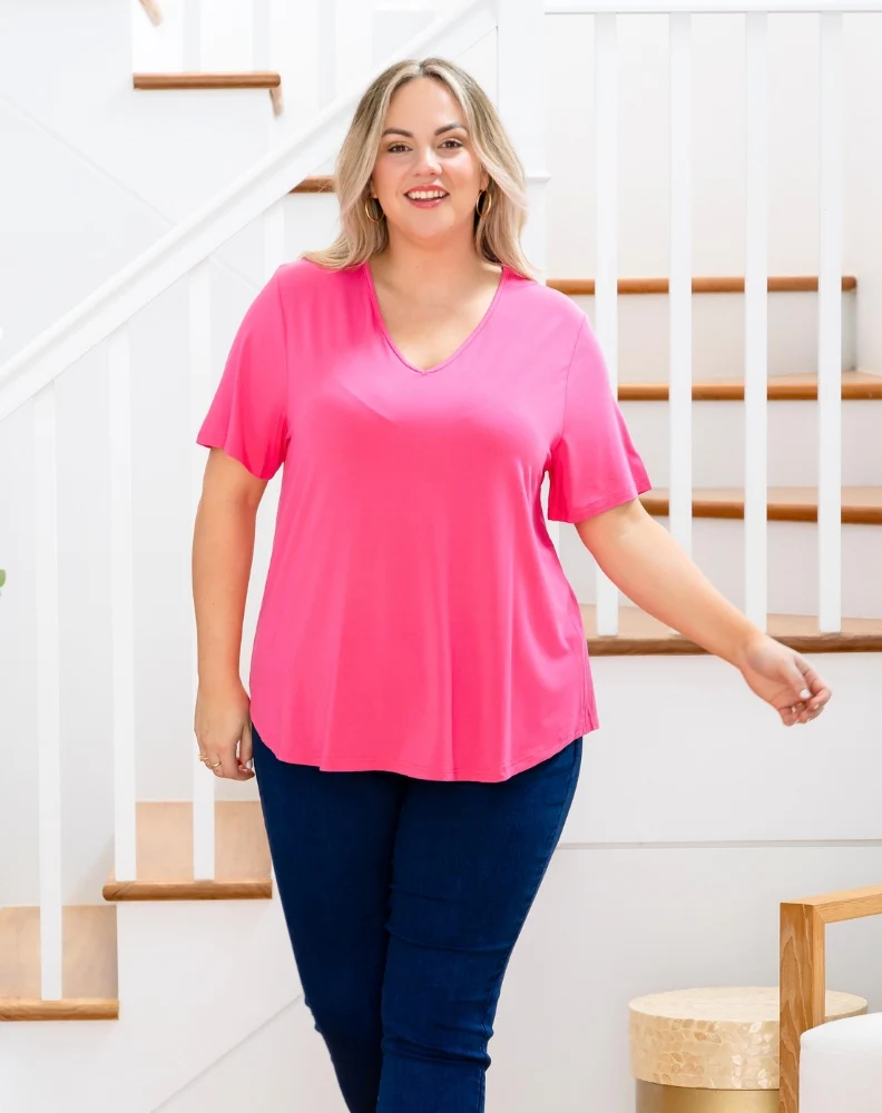 Elena V-Neck Tee - Candy - Image 6