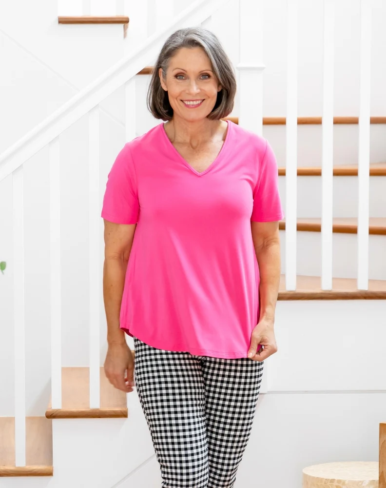 Elena V-Neck Tee - Candy - Image 8