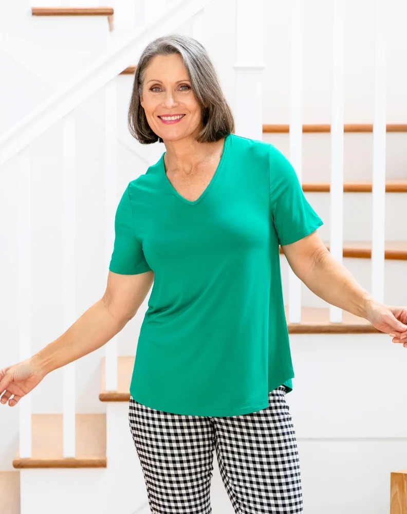 Elena V-Neck Tee - Emerald - Image 3