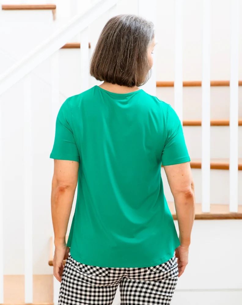 Elena V-Neck Tee - Emerald - Image 7