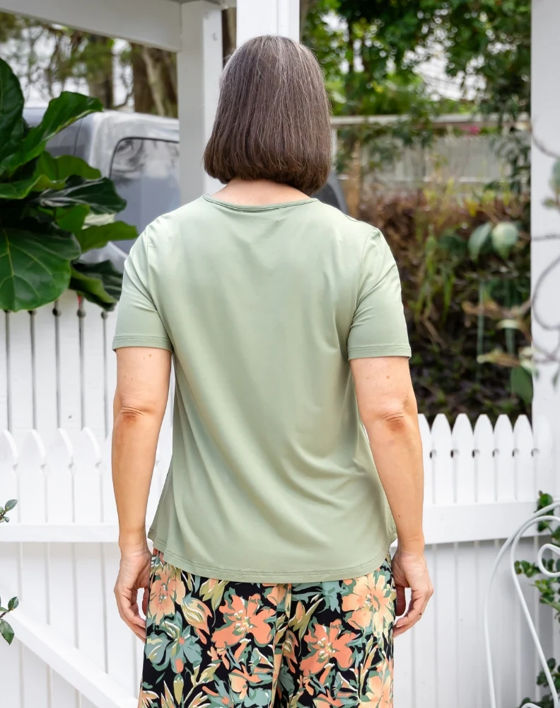 Elena V-Neck Tee - Sage - Image 7