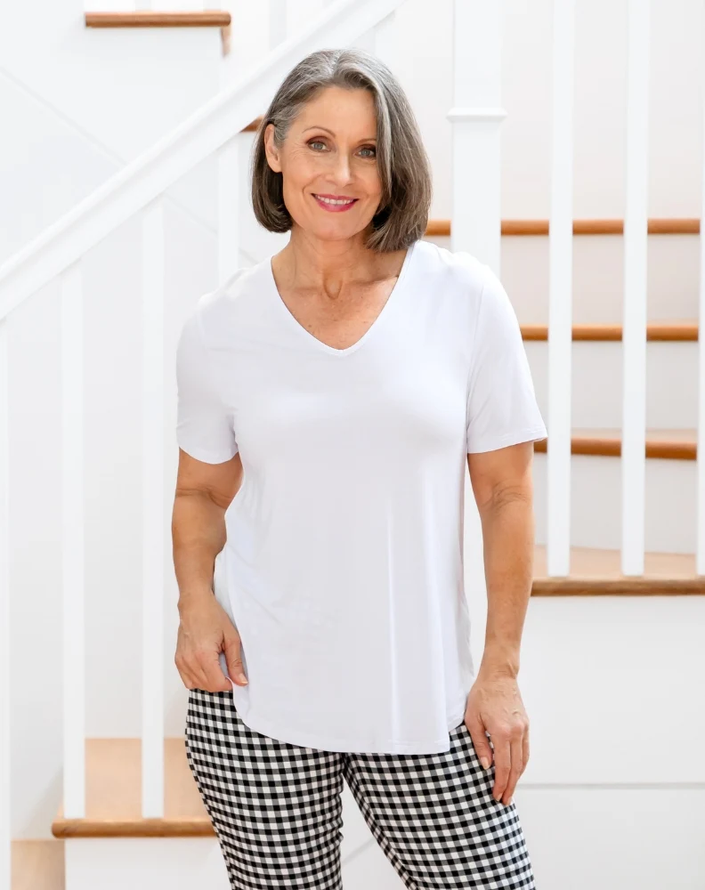 Elena V-Neck Tee - White