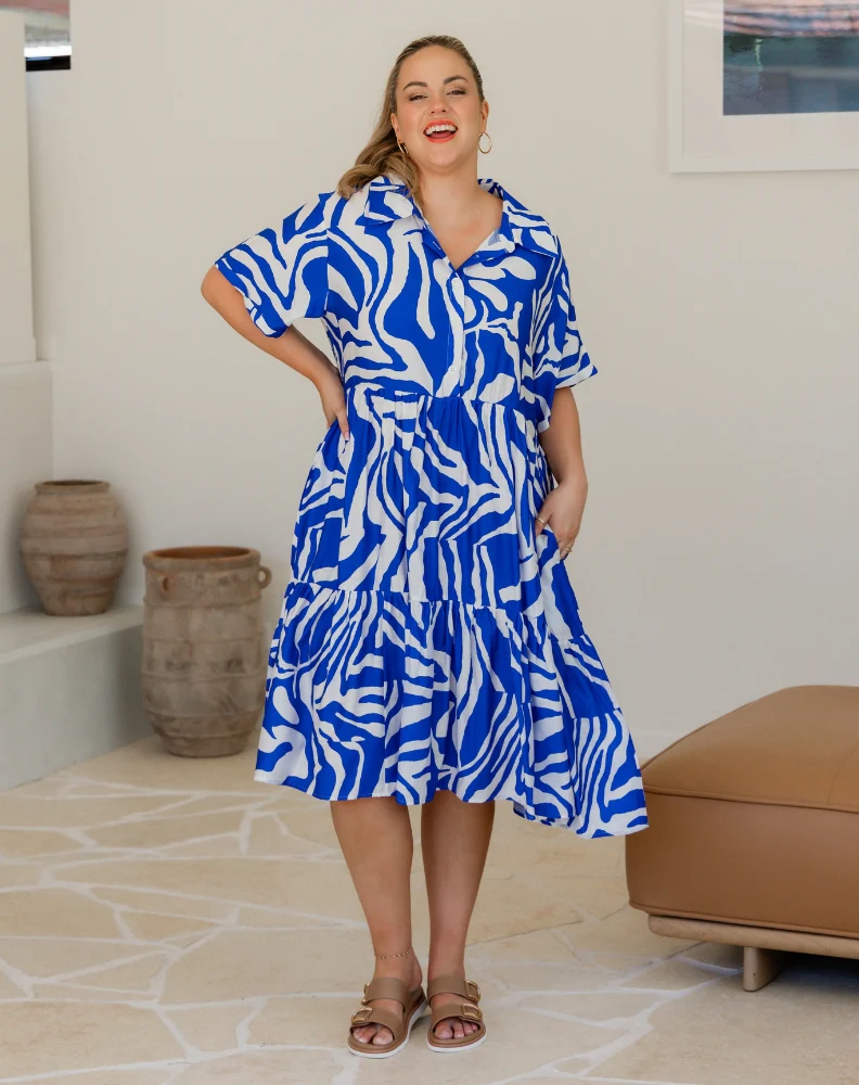 Amelia Dress - Blue Swirl - Image 4