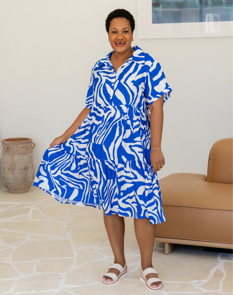 Amelia Dress - Blue Swirl - Image 6