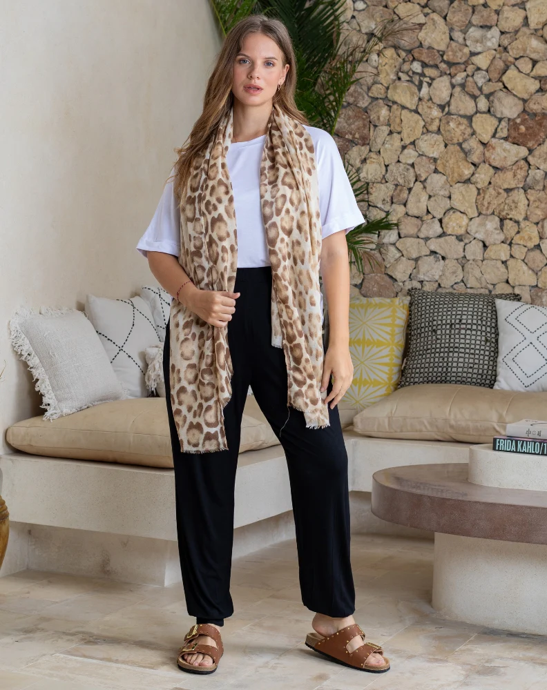 Animal Print Scarf - Jungle Beige - Image 3