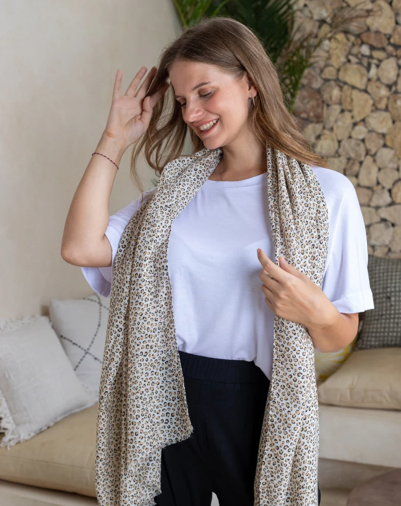 Animal Print Scarf - Small Leopard - Image 3
