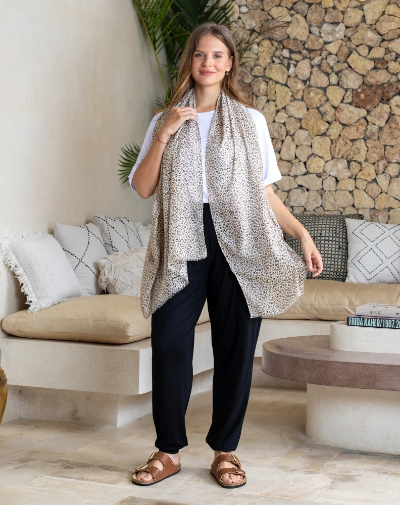 Animal Print Scarf - Small Leopard - Image 4