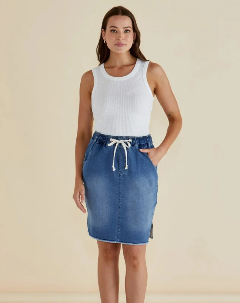 Augie Denim Skirt - Denim Blue
