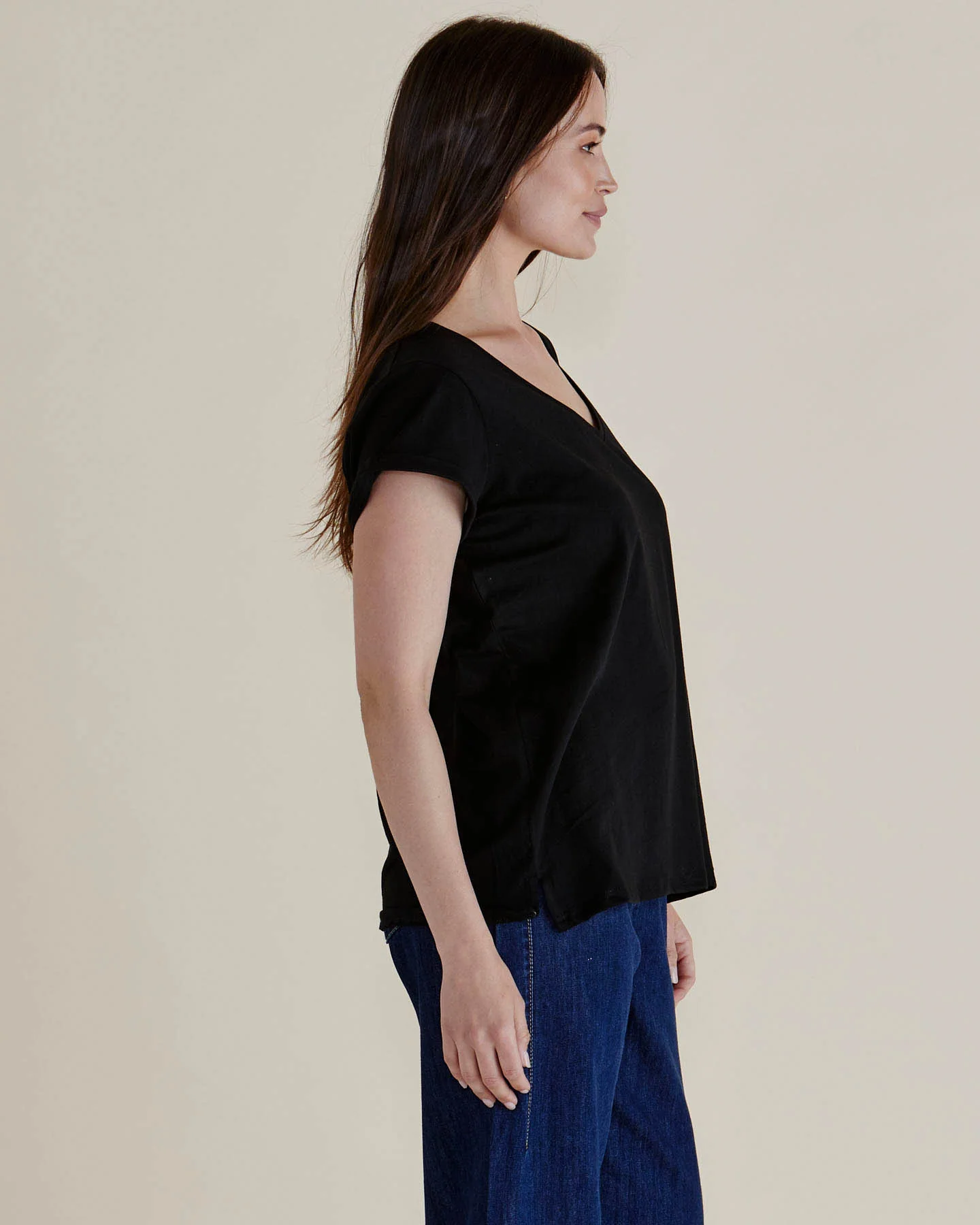 Ayla V-Neck Tee - Black - Image 3