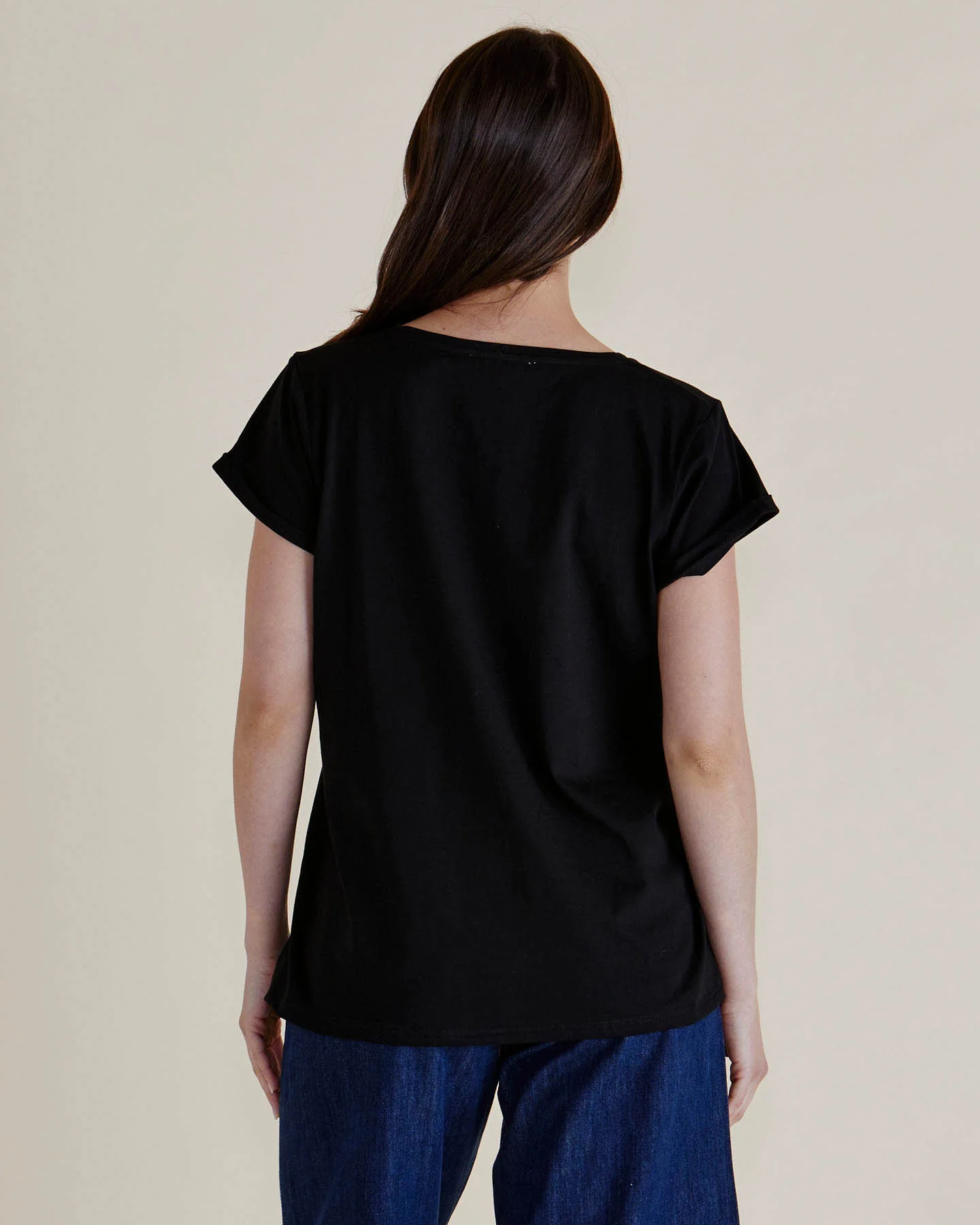 Ayla V-Neck Tee - Black - Image 4