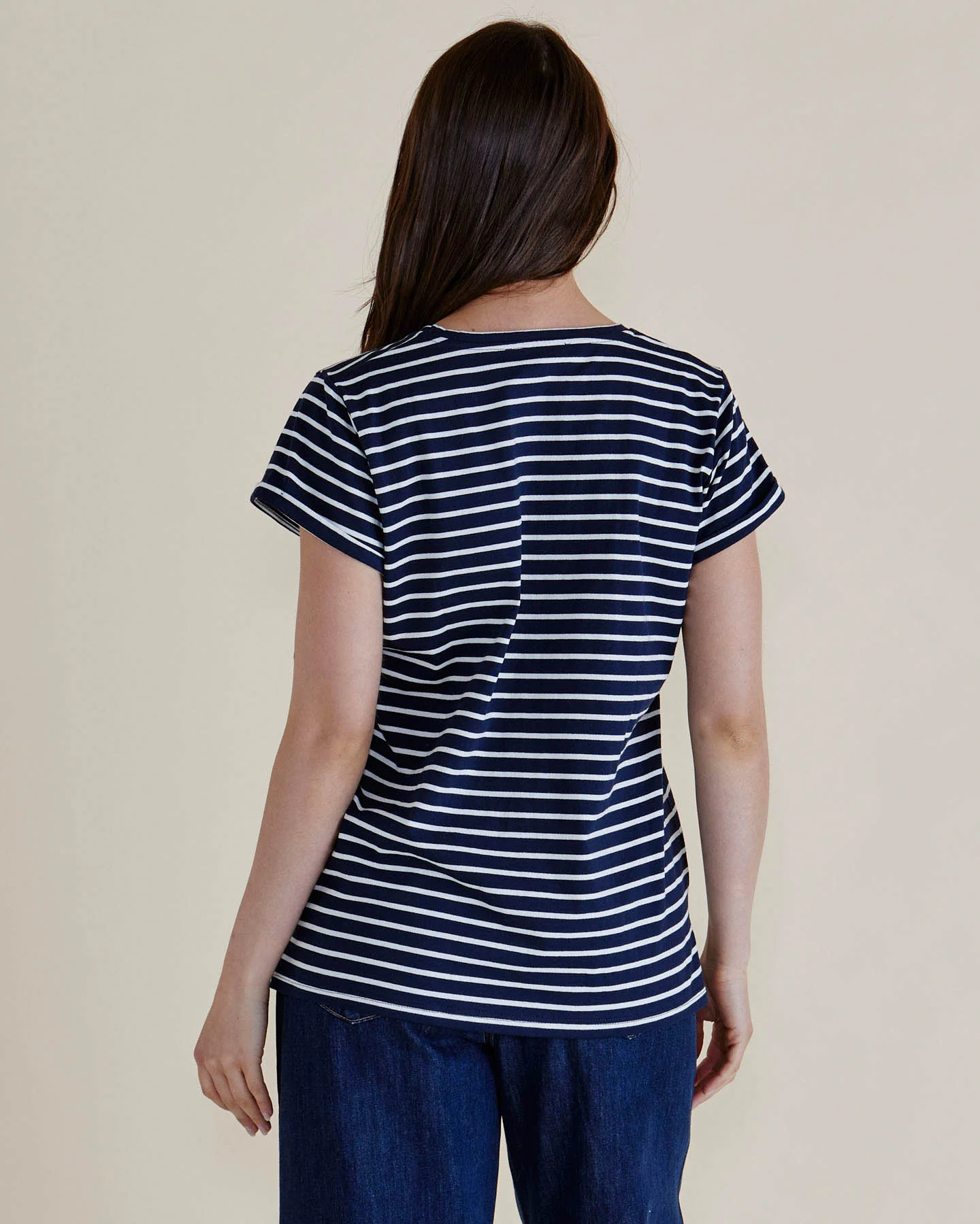 Ayla V-Neck Tee - Navy Blue Stripe Navy - Image 4
