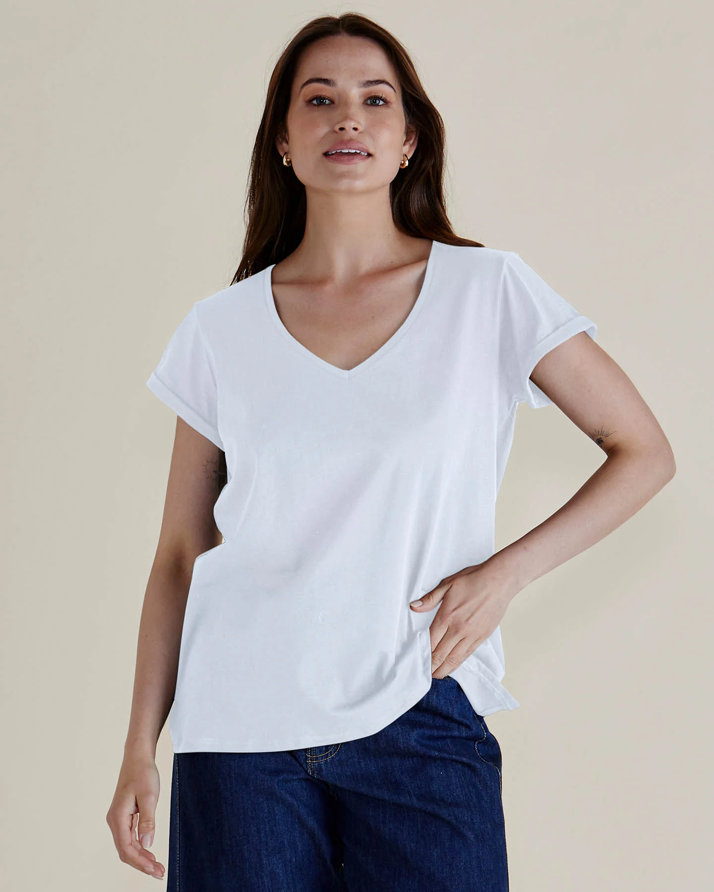 Ayla V-Neck Tee - White