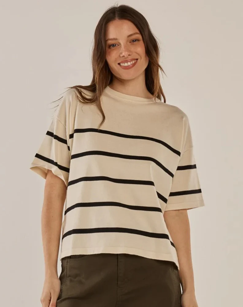 Bailey Boxy Top - Cream/Liquorice