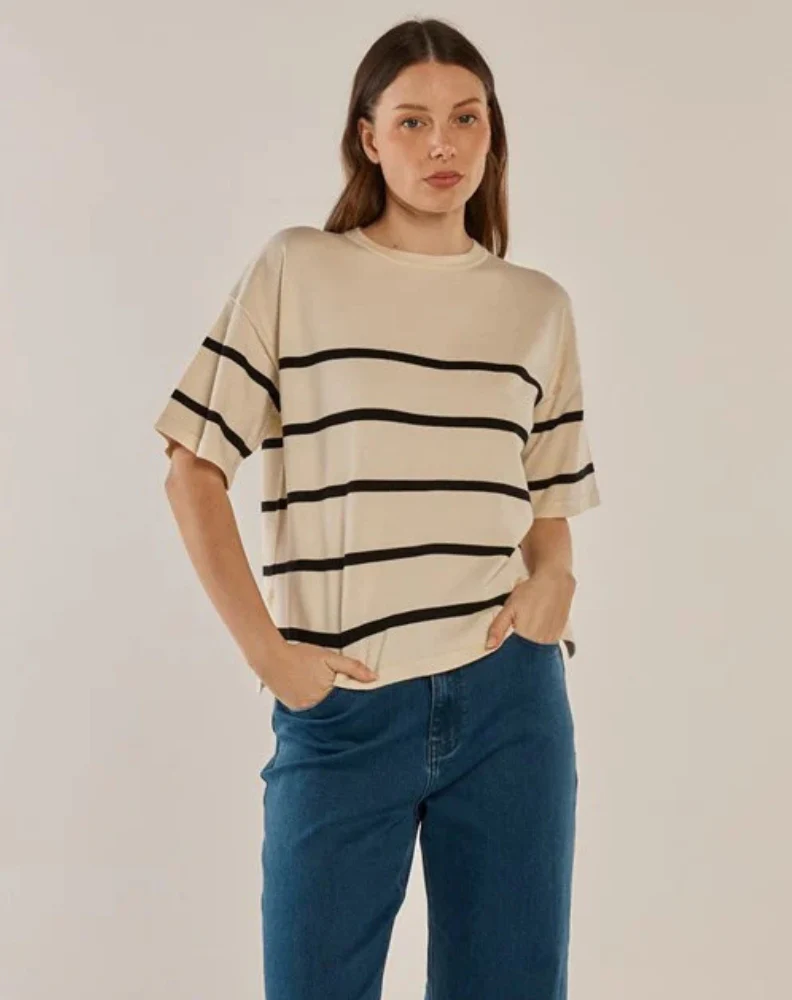 Bailey Boxy Top - Cream/Liquorice - Image 3