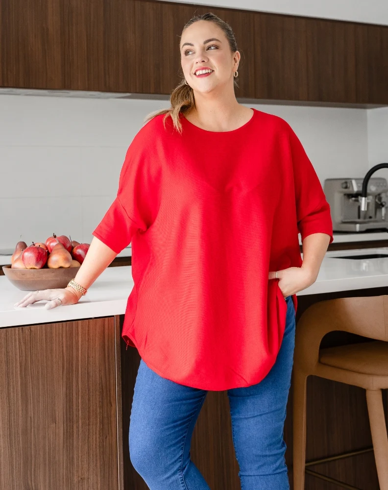 Batwing Knit - Red - Image 11