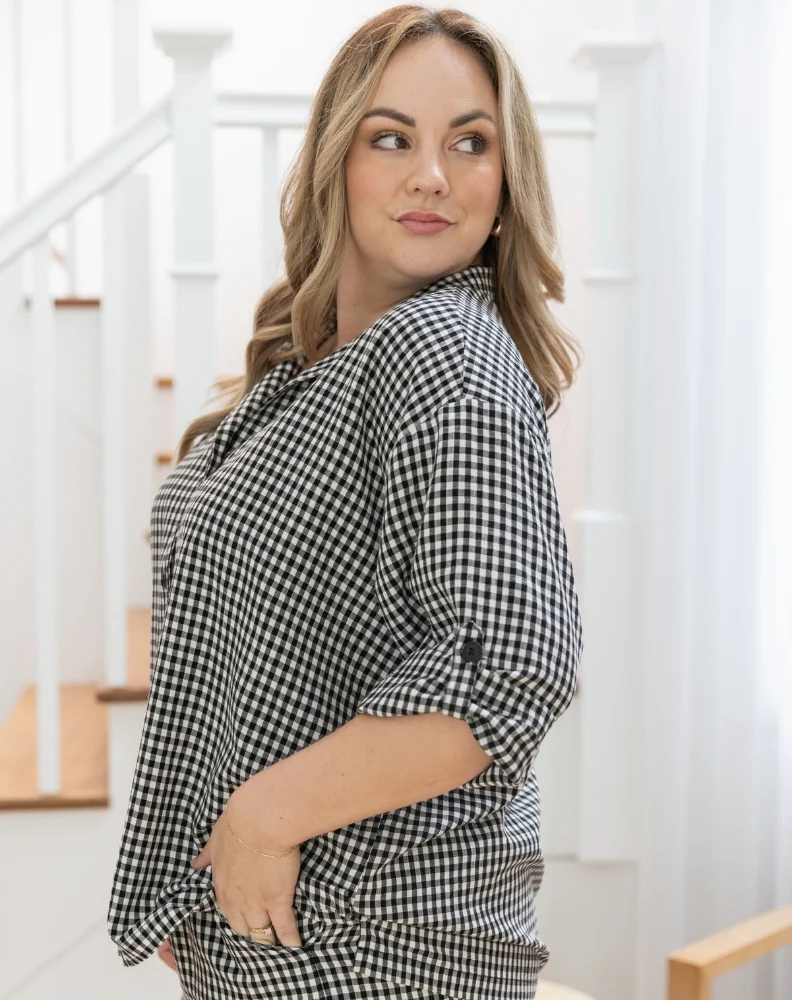 Bella Shirt - Black Gingham - Image 10