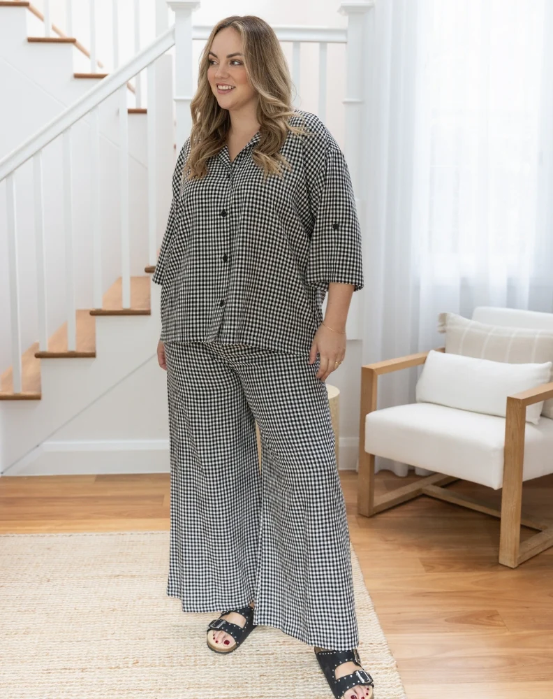 Bella Shirt - Black Gingham - Image 7
