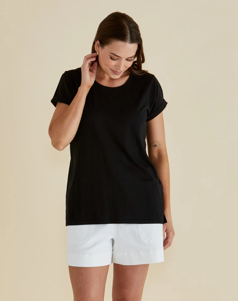 Caia Crew Tee - Black - Image 2