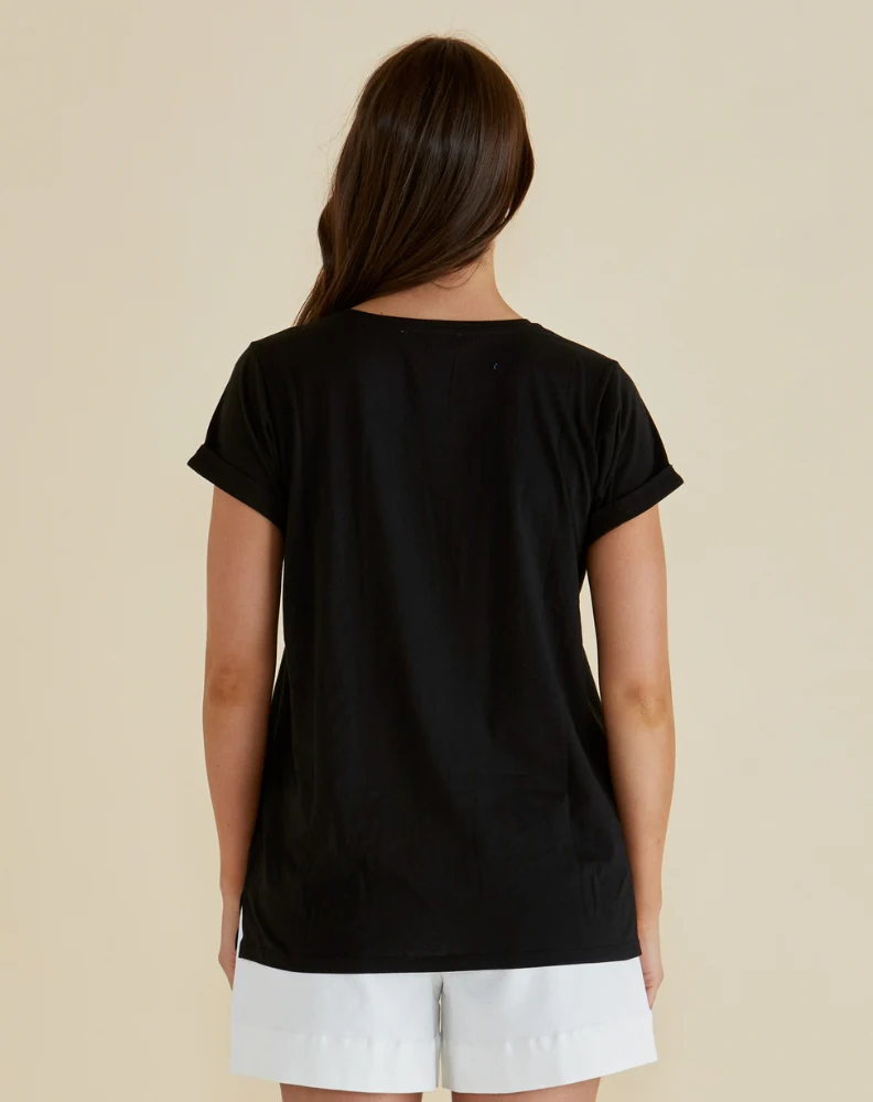 Caia Crew Tee - Black - Image 4