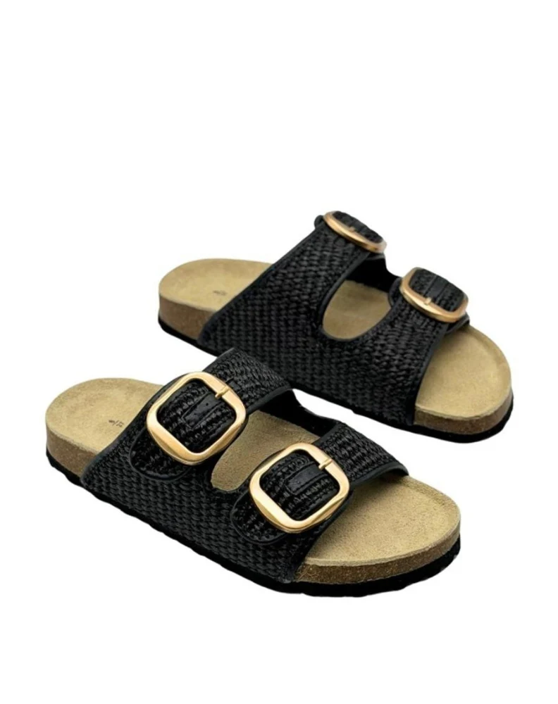 Cammy Sandal - Black Raffia