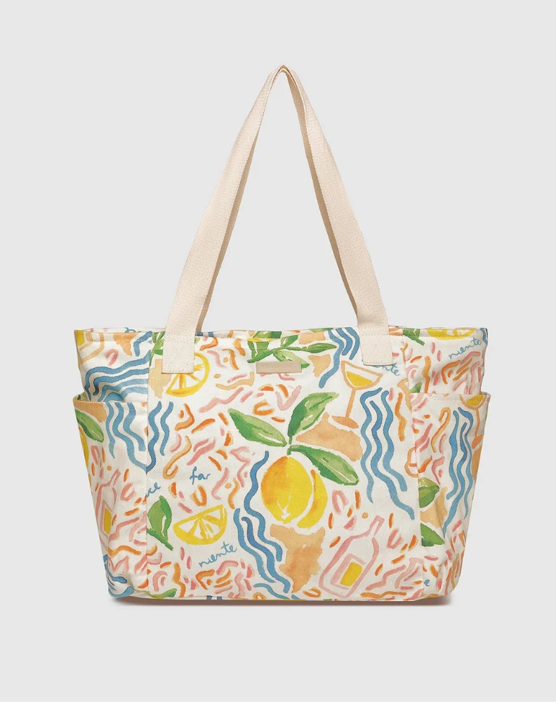Charlotte Canvas Tote Bag - Lemon Print