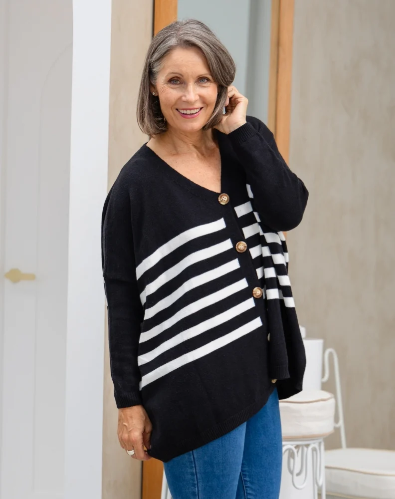 Chelsea Knit - Black White Stripe - Image 5