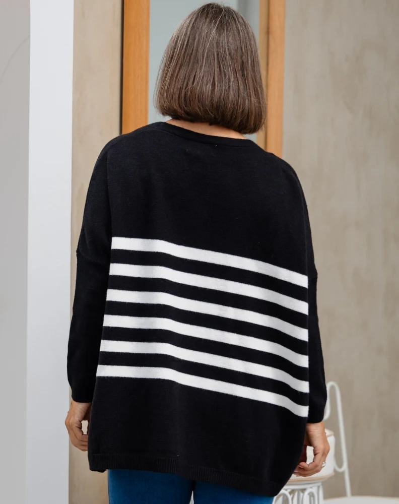 Chelsea Knit - Black White Stripe - Image 8