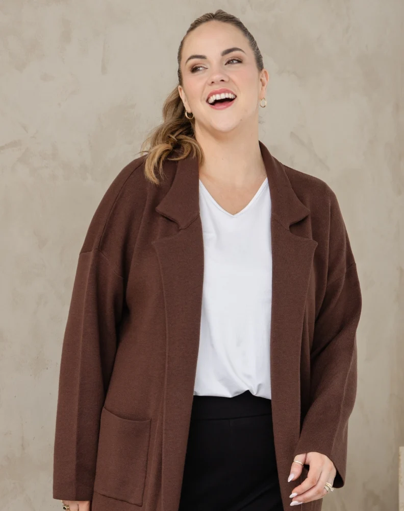 Chloe Knit Coatigan Chocolate - Image 10