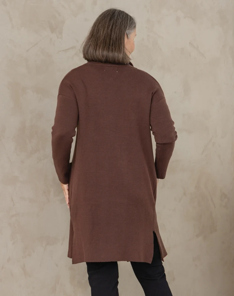 Chloe Knit Coatigan Chocolate - Image 9