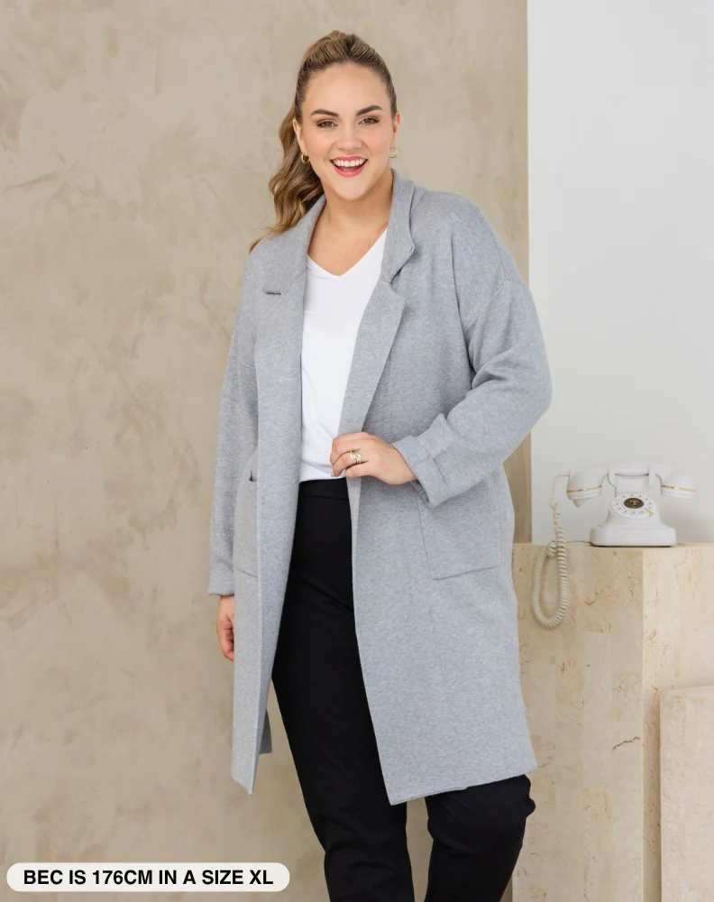 Chloe Knit Coatigan Grey - Image 3