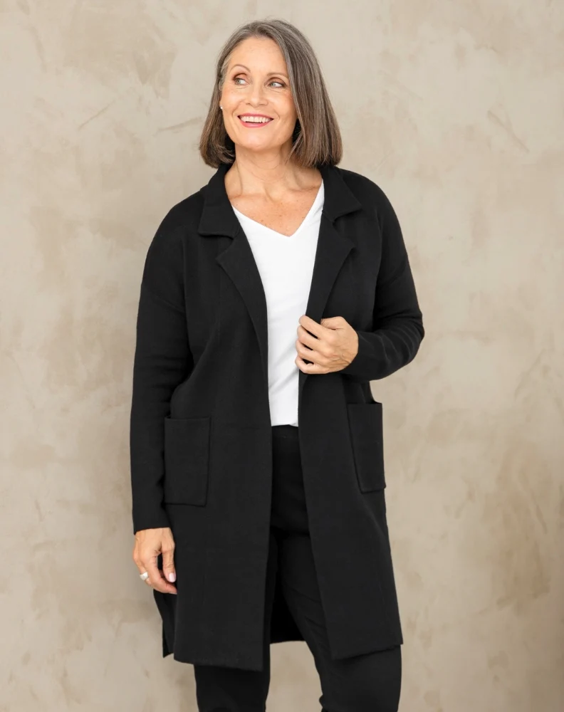 Chloe Knit Coatigan Black - Image 3