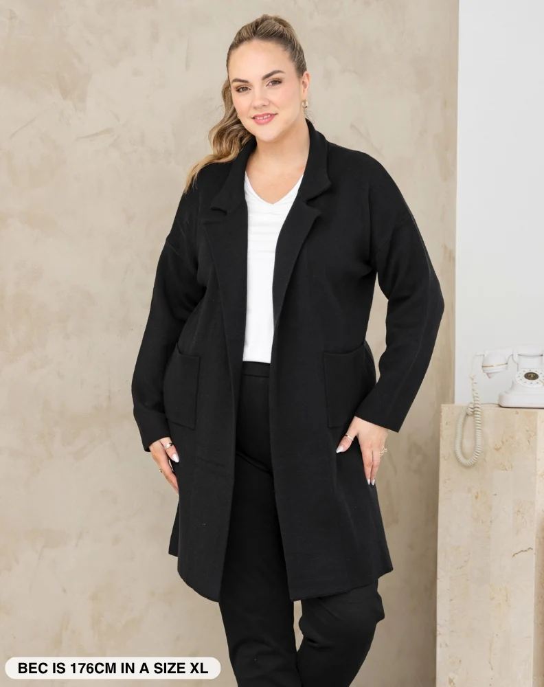 Chloe Knit Coatigan Black - Image 6