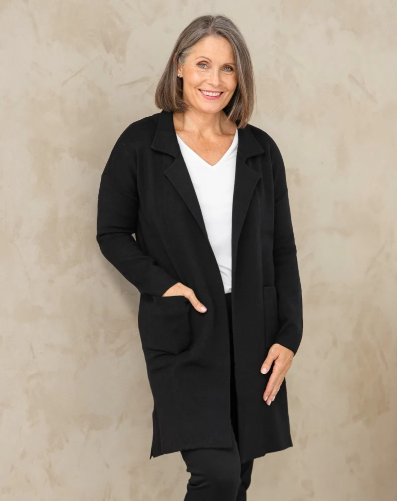 Chloe Knit Coatigan Black - Image 9