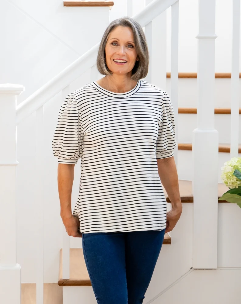 Phoebe Puff Sleeve Tee - White - Image 11