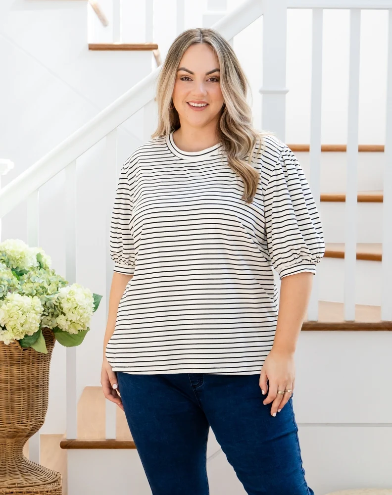 Phoebe Puff Sleeve Tee - White - Image 5