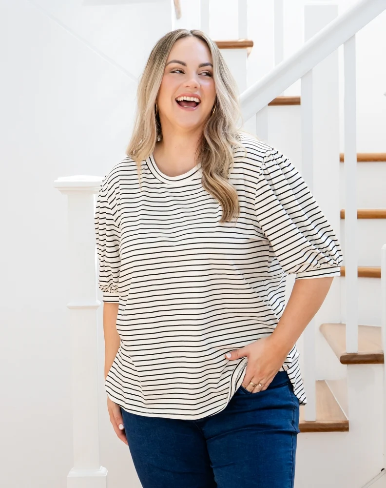 Phoebe Puff Sleeve Tee - White - Image 6