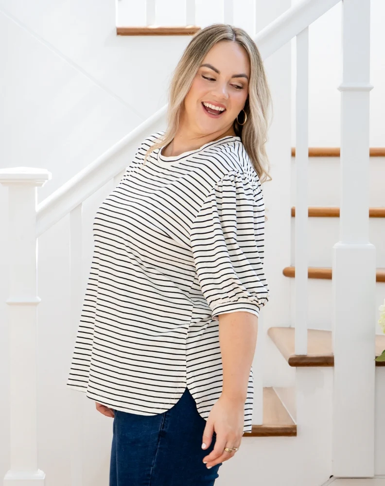 Phoebe Puff Sleeve Tee - White - Image 9