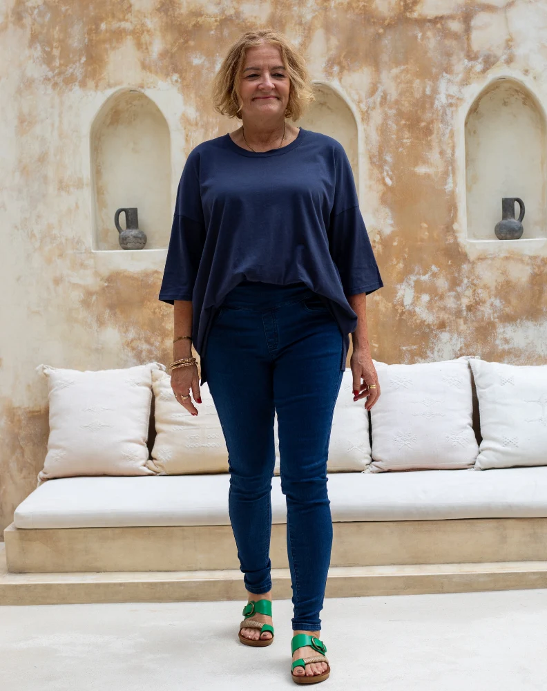 Classic Cotton Oversized Tee - Navy - Image 2