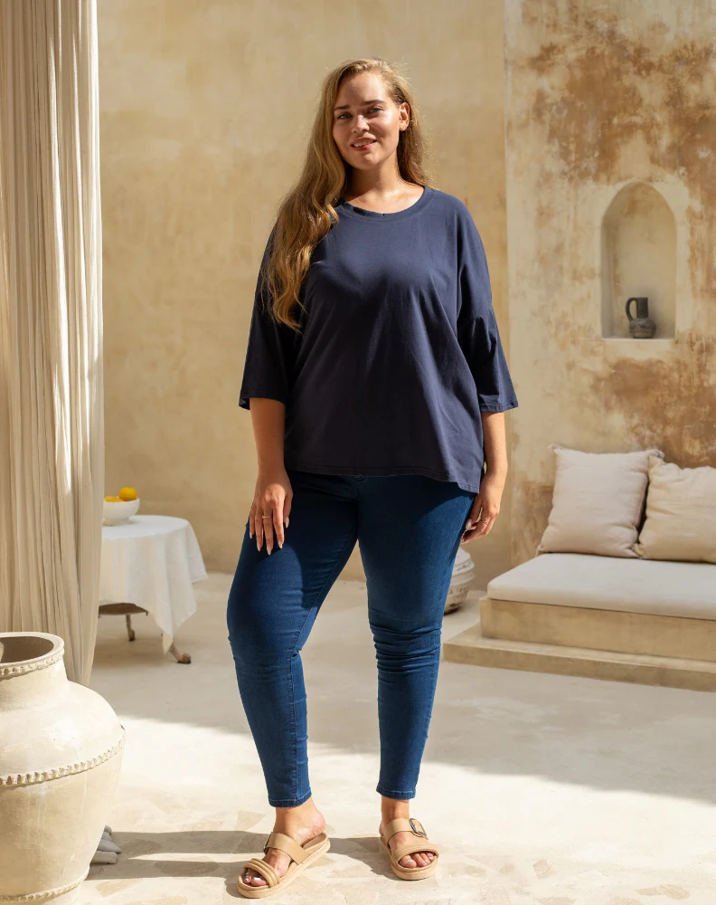 Classic Cotton Oversized Tee - Navy - Image 8