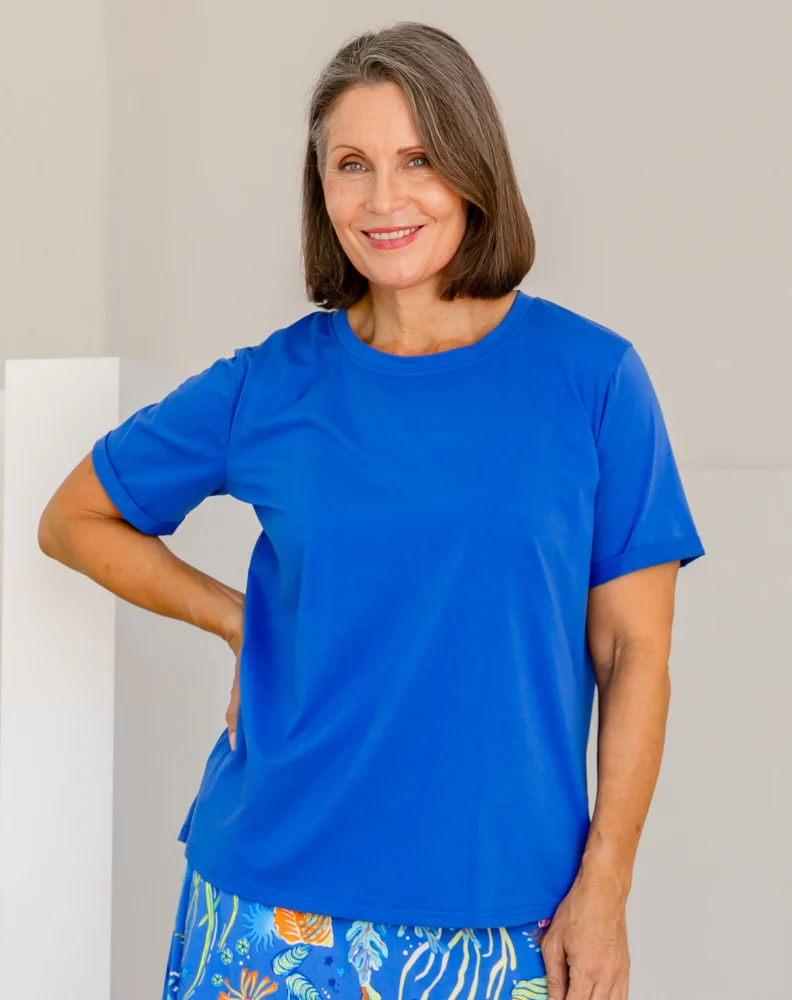 Cuff Tee - Cobalt