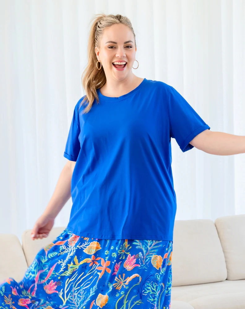 Cuff Tee - Cobalt - Image 2