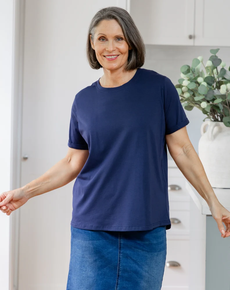 Cuff Tee - Navy