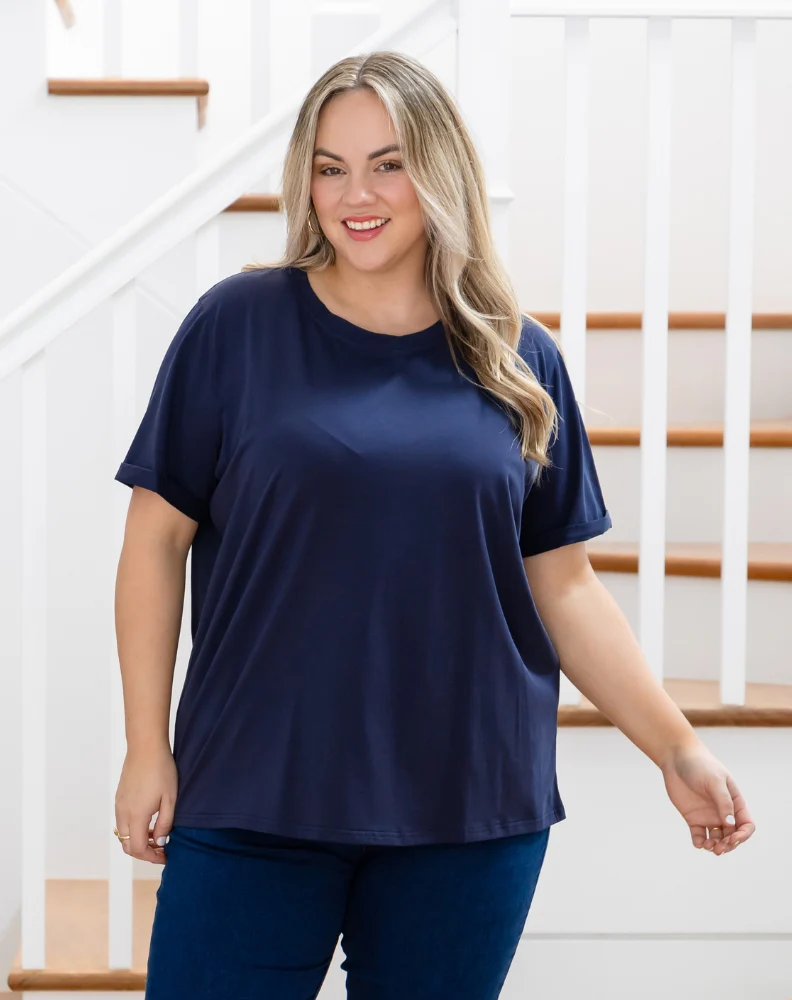 Cuff Tee - Navy - Image 2