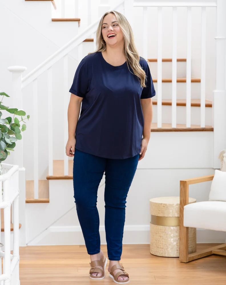 Cuff Tee - Navy - Image 3