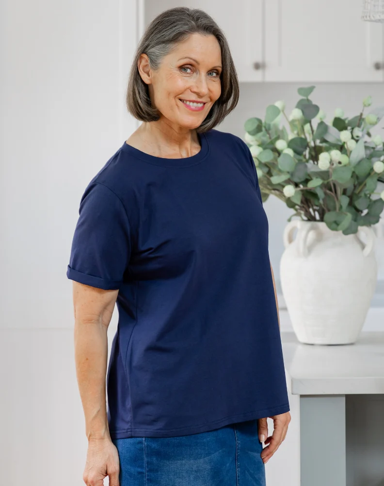Cuff Tee - Navy - Image 4