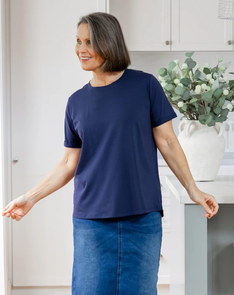 Cuff Tee - Navy - Image 5